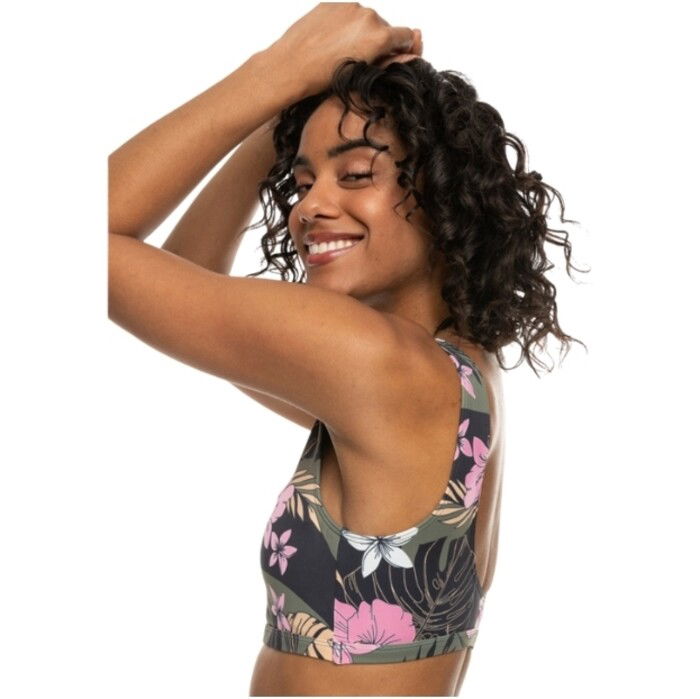 2024 Roxy Womens Pro The Pop Up Crop Top Bikini Top ERJX305249 - Anthracite Classic Pro Surf